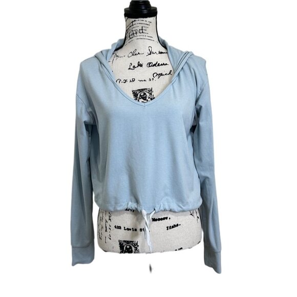 Gymshark Women's Cropped Hoodie Long Sleeve Top Size M Light Blue - Picture 1 of 6